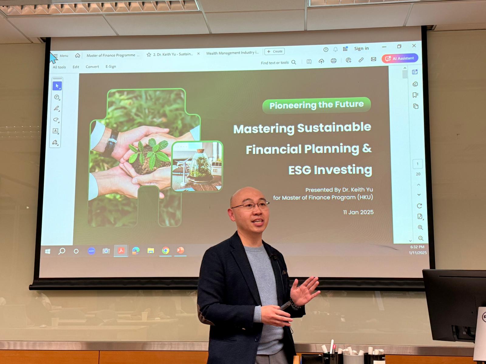 Founder speaking during a seminar